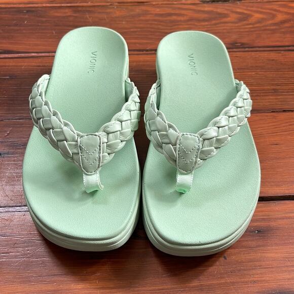 NWOT Vionic Sunrise Kenji braided leather platform flip flop sandal sz 6.5 - Picture 4 of 7
